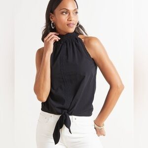Poplin Tie Front Halter Top